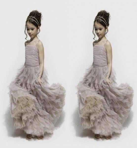 

dusty purple tulle flower girl039s dresses spaghetti straps pleats ruffles skirt ruched bodice clothes stack up a line pageant 4851713, White;blue