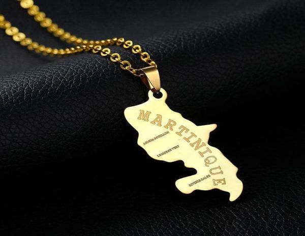 

pendant necklaces hip hop martinique map necklace stainless steel cuban link chain for women jewelry urn1799165, Silver