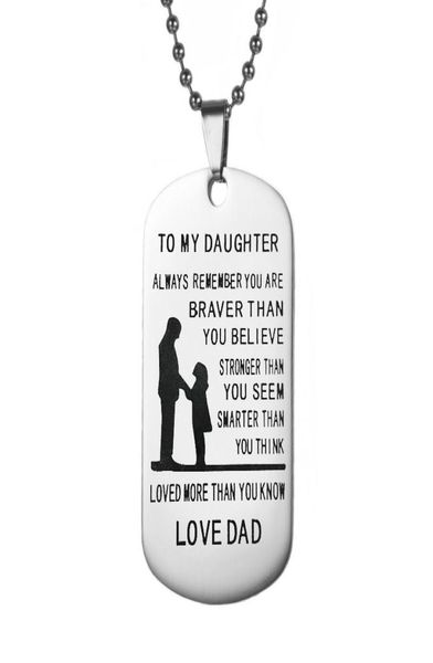 

foreign trade s jewelry stainless steel tag necklace to my daughter letters from father military licensing pendants2820884, Silver