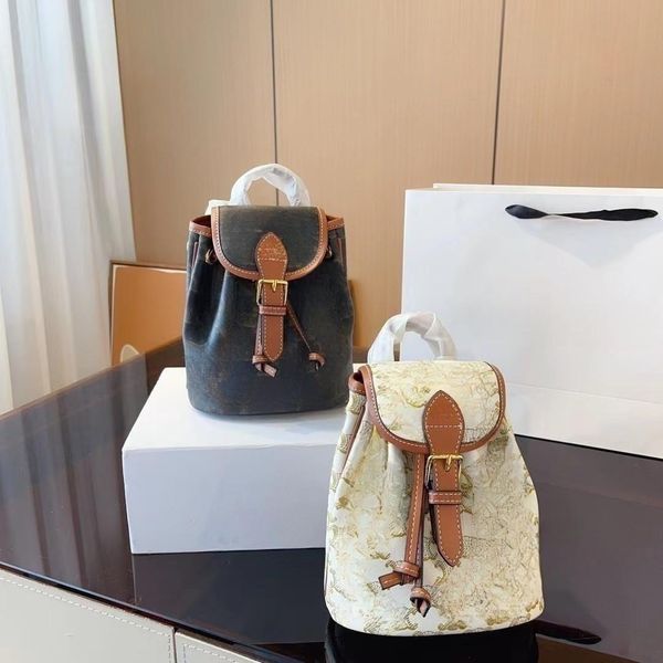 

fashion bucket shoulder bag designer women mini printed backpacks floral string school bags emboss print backpack classic flower purses