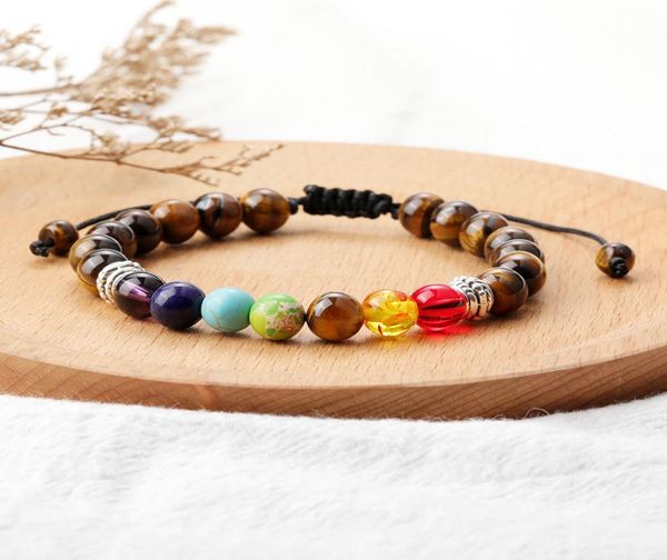 

new arrival tiger eye beads bracelet for men women 8mm natural stone beads 7 chakras handmade braided bracelet jewelry gift9813933, Black