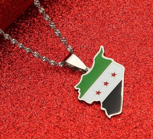 

syria map flag pendant fashion syrians jewelry01234566372466, Silver