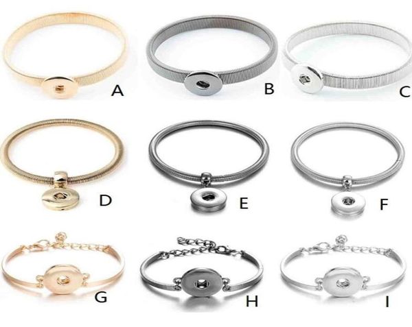 

noosa ginger snap button bracelet elastic adjustable bracelets diy 18mm snap jewelry gold black silver metal9495823, Golden;silver