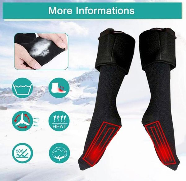 

sports socks 1 pair rechargeable battery heated operated heating for men women camping warmer keep warm5145902, Black