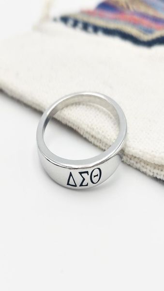 

classic delta sigma theta rings black letter symbol ring for women fashion summer style gift jewelry 2018 new arrival whole je8725008, Silver