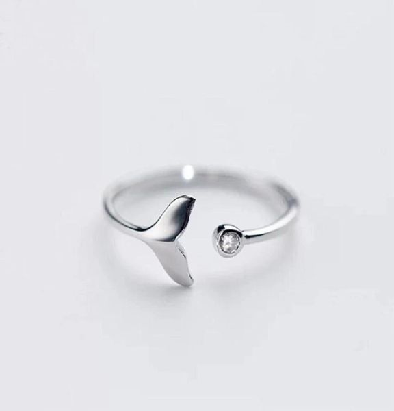 

new arrival opening ring personality beautiful silver jewelry fishtail fish wave crystal4839146