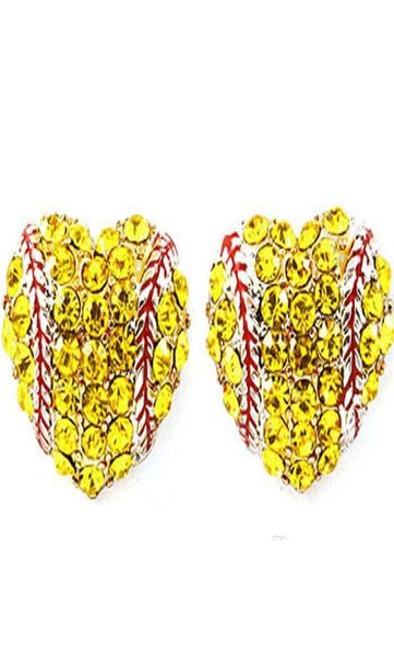 

dangle earring yellow rhinestone round softball stud earrings gift for sports mom spots team her softball fashion hook d6xbv5953470, Silver