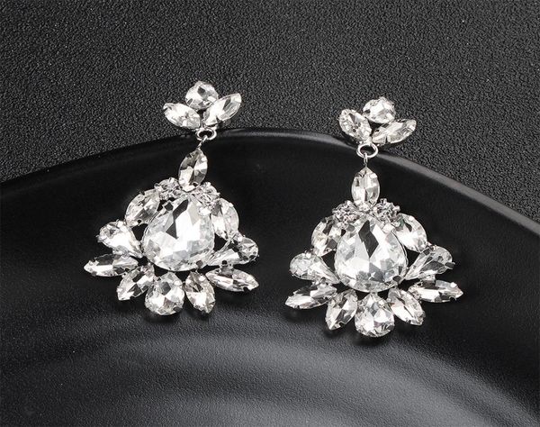 

2018 fashion water drop crystal long drop earrings women wedding jewelry clear bride dangle earrings holiday gifts jcc0583454524, Silver