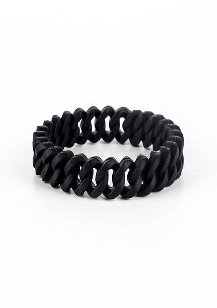 

hip hop link chain silicone rubber elasticity wristband cuff bracelet club jewelry gifts wrist band 3 colors9580450, Black