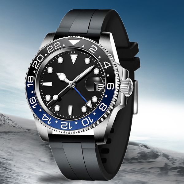 

with box men watch fashion new watch ceramic bezel silicone strap 40mm automatic men watches luxury designer wristwatch gliding clasp moveme, Slivery;brown