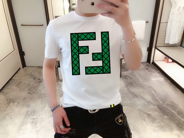 

2023 summer geometric letter pr3nt men's casual t-shirts crew neck short-sleeve breathable fashion men's tees fb045, White;black