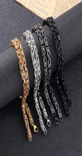 

6mm 24 inch solid knot round byzantine link chain necklace for women men stainless steel jewelry silver gold black5067819