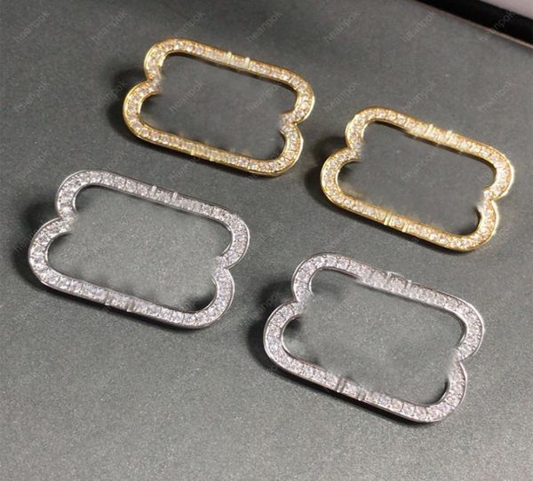 

women diamond stud earings big size designer jewelry luxurys studs earrings 925 silver boucle letters hoops b new 010507r6893819, Golden;silver