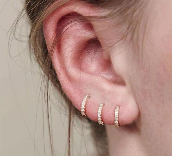 

6mm8mm10mm small hoop earrings for women men gold silver color simple minimal tiny cz cartilage ear piercing huggie3884541, Golden;silver