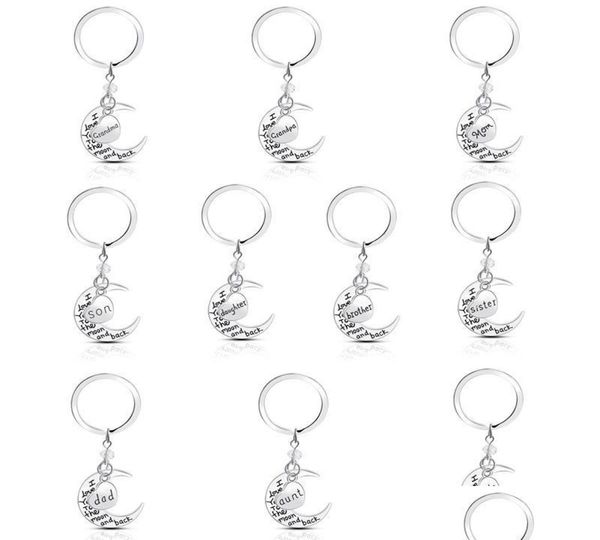 

key rings fashion lettering key rings mom dad son daugther family heart moon alloy i love you sier keychain jewelry gift c3 drop d9348378, Slivery;golden