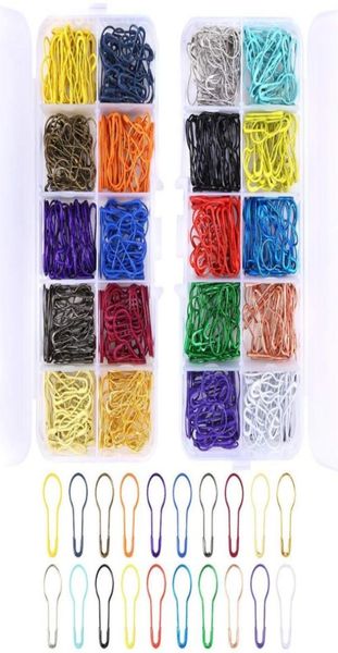 

600 pieces 20 colors assorted bulb safety pins pear shaped pins calabash pin knitting stitch markers sewing making with storage bo8472779, Silver