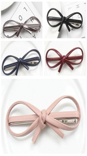 

fashion women 039s new leather bow hair clip hand made liuhai side folder fj181 mix order 60 pieces a lot2285731, Golden;silver