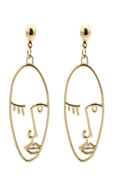 

european and american jewelry retro simple personality exaggerated earrings alloy plating hollow face earrings whole6415294, Silver