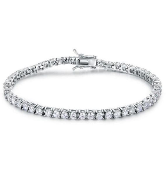 

quality 4a entire 3mm4mm cz tennis bracelet in real solid 925 sterling silver classial jewelry 2pcslot8764602, Golden;silver