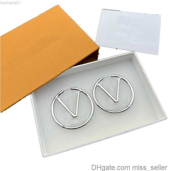 

womens fashion designer earings jewelry hoop ohrringe plated gold stud orecchini for women trendy 3cm 4cm 5cm luxury earring letter designer, Golden;silver