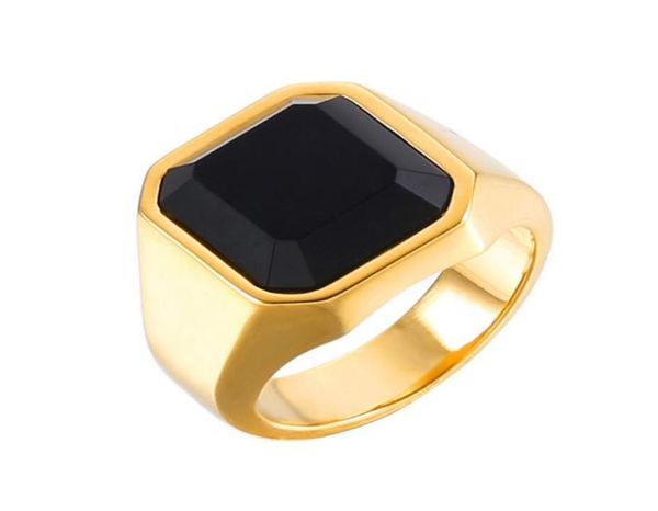 

lujoyce stainless steel obsidian natural stone wedding square rings rock ring for men women jewelry gift drop2435812, Golden;silver