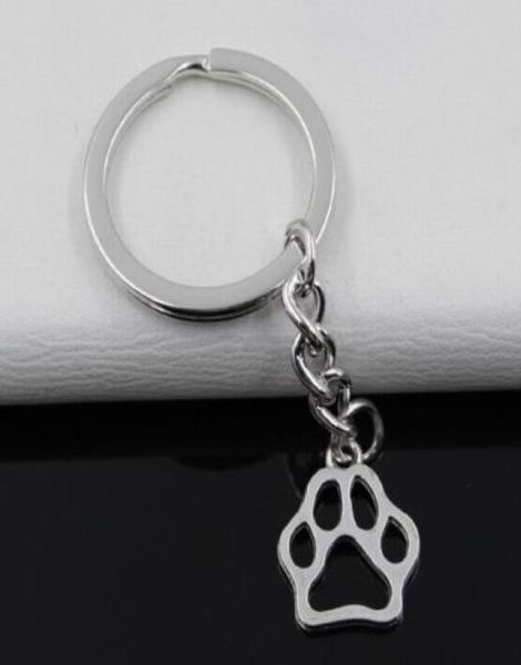 

20pcslot key ring keychain jewelry silver plated paw print charms 1917mm1393399, Slivery;golden