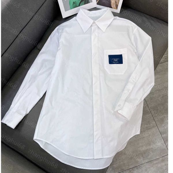 

23ss womens designer clothing high neck blouse women shirt autumn and winter new embroidered logo lapel long-sleeved casual bagging shirt wo, White