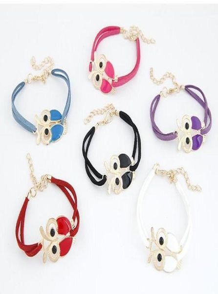 

women039s charm leather bracelets retro animal owl decoration faux bangle bracelet for christmas new year gift2028791, Golden;silver