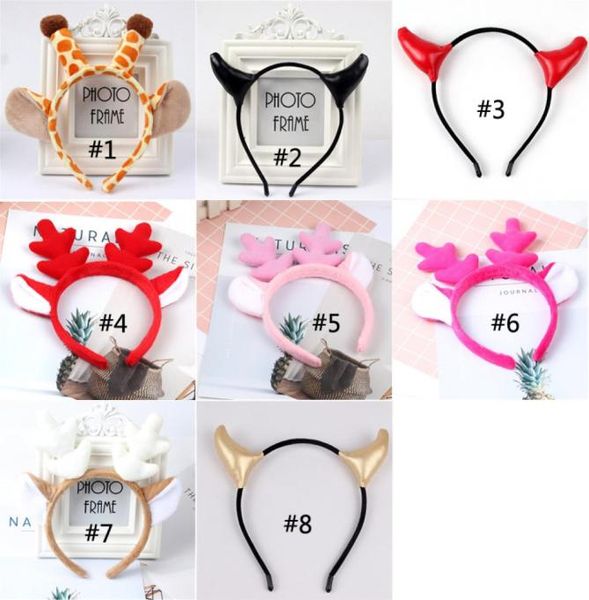 

8 designs christmas antlers headband horns giraffe headband festival performance halloween headband hair accessories tools wholesa8858241, Slivery;white