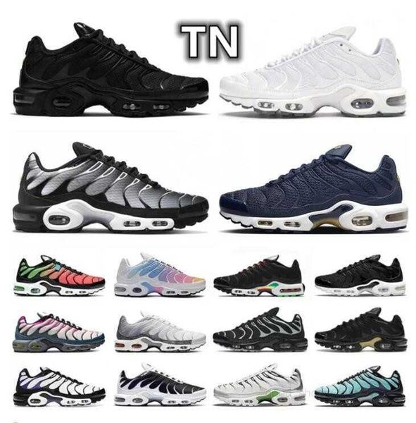 

maxairs tn plus running shoes sneaker triple white worldwide fire ice oreo hyper sky bule rainbow smoke grey neon tns airs men women trainer, Black
