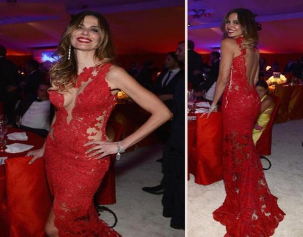 

2020 stunning red mermaid pageant dresses sheer bodice lace backless long prom formal evening dress party gowns1574864, Black;red