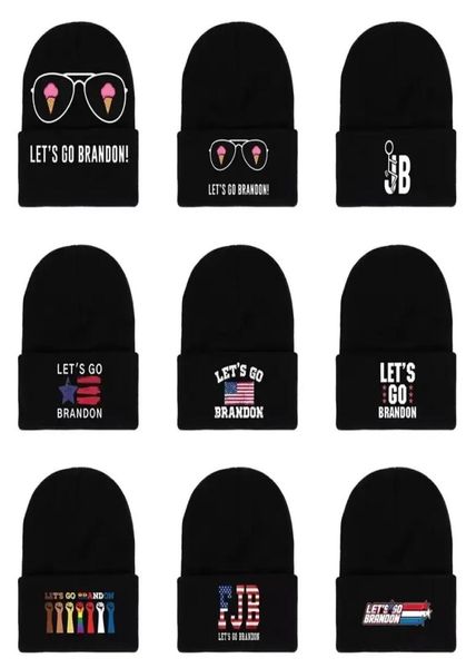 

let039s go brandon black knitted hat winter warm letters printed fashion crochet hats outdoor sports ski cyclings beanie3271604, Yellow