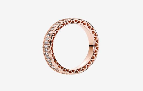 

rose gold plated sparkle hearts ring engagement jewelry for women with original gift box for real 925 silver rings set6949748, Slivery;golden