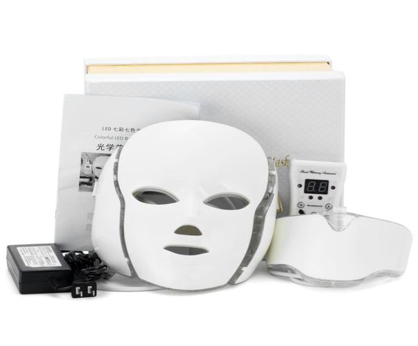 

7 color led light therapy face beauty machine neck mask with microcurrent for skin whitening device8910894