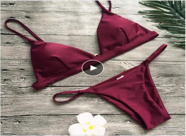 

2019 women micro bikini set push up swimwear solid beach bathing suit brazilian thong swimsuit for girls bikini swim suit femme7653594