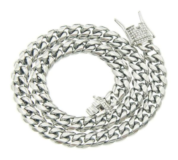 

mens necklaces hip hop chains crystal diamond necklace for womens hiphop gold silver plated beautiful titanium steel cuban chain n9328674