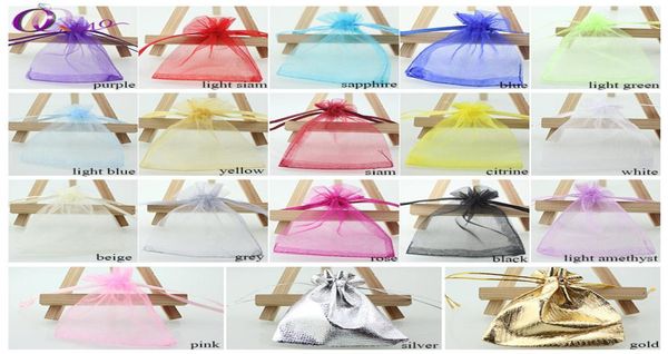 

100pcs 9x12cm organza bag christmas wedding gift bag 16 color selection jewelry packing display jewelry bag pouch favor bags acces4070142, Pink;blue