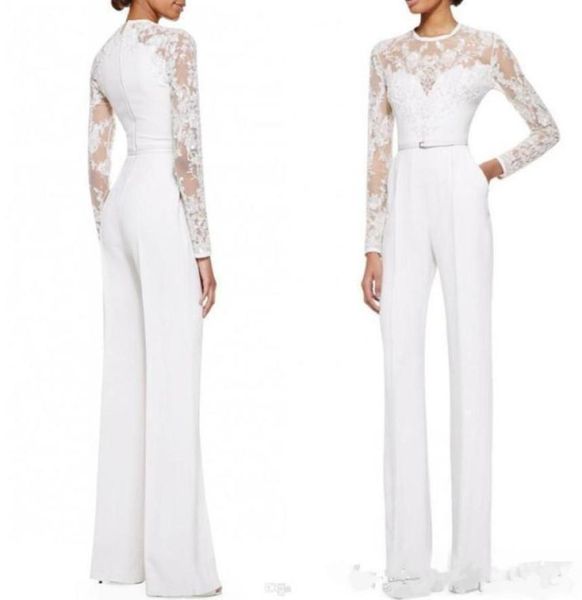 

2019 new white mother of the bride pant suits jumpsuit with long sleeves lace embellished women formal evening wear custom made 202618787, Black;red