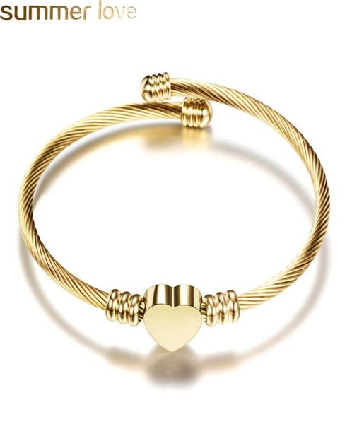 

love heart screw bracelets stainless steel bangle set with adjustable gold and silver finish for women ideal birthday gift3401754, Black