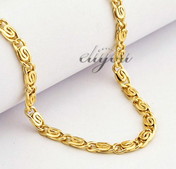 

yellow rose gold filled necklace mens womens chain snail link whole fashion jewelry gift 45mm lgn2169232703, Black