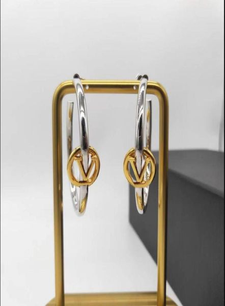 

charm hoop earrings aretes for lady women party wedding lovers gift engagement jewelry with box4005122, Golden;silver