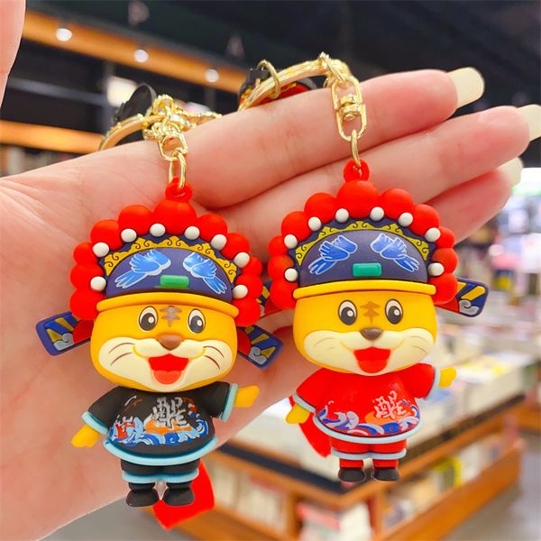 

fashion blogger designer jewelr creative year of the tiger keychain cartoon year of the tiger doll mobile phone keychains lanyards keyrings, Slivery;golden