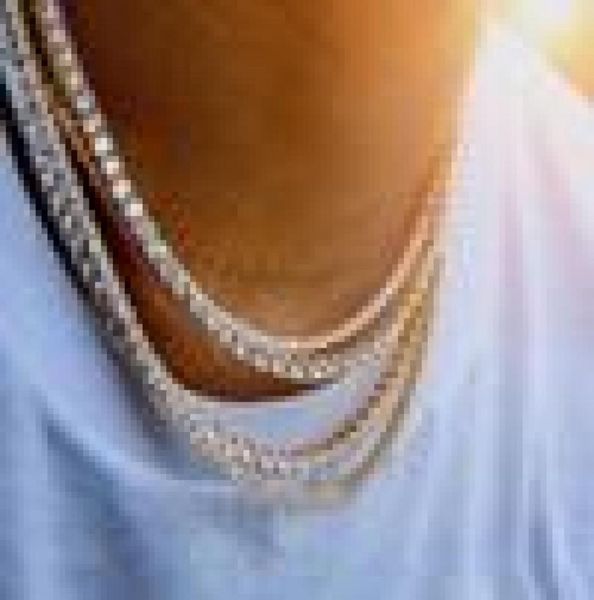 

hip hop bling chains jewelry mens diamond iced out tennis chain necklace fashion 3mm 4mm silver gold necklaces2099368, Black