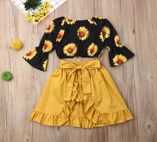 

pudcoco toddler baby girl clothes off shoulder print flare long sleeve crop tutu short pants skirt 3pcs outfits y2008294004956, White