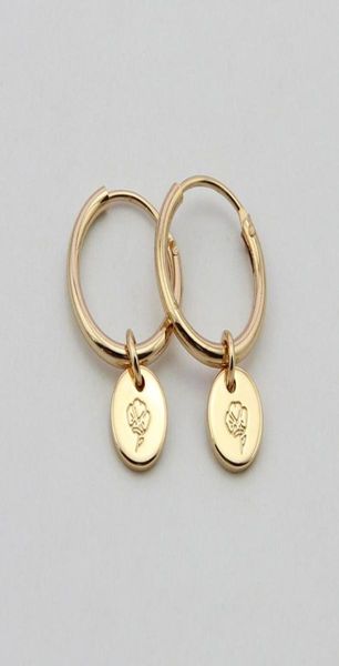 

hoop huggie dainty tiny birth flower earrings for women girls fashion poppy earring birthday gift9984147, Golden;silver