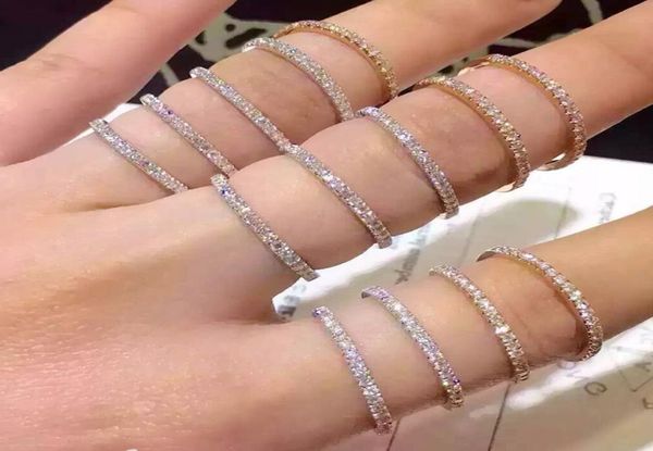 

simple eternity band ring silver zircon wedding band rings for women bridal statement party jewelry9675333