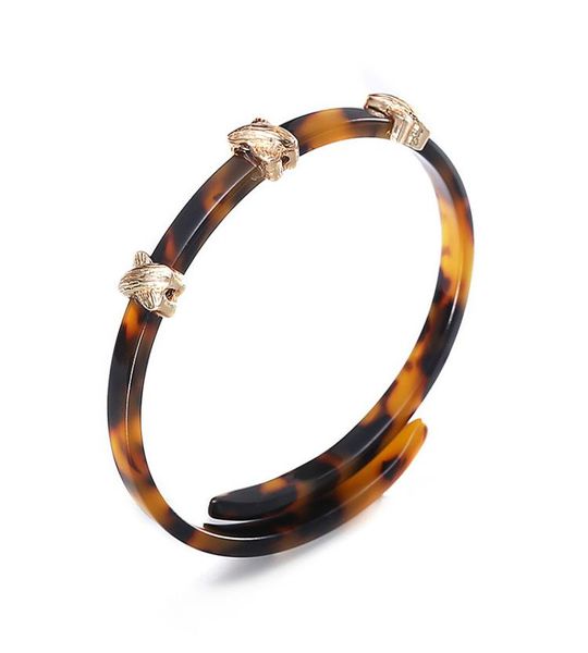 

puravida charm bracelets for women vintage fashion leopard print acrylic personalized acetate resin cuff party1627758, Black