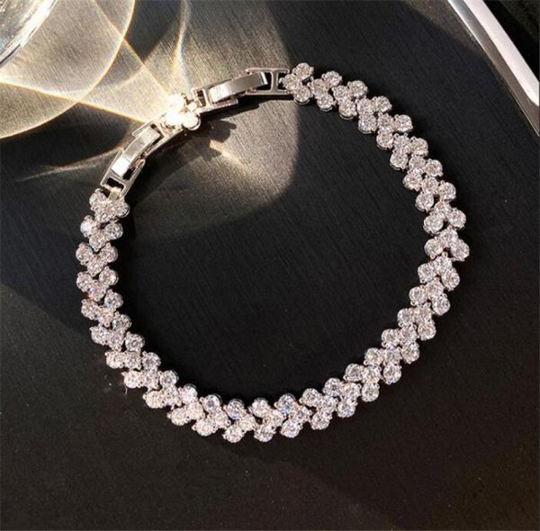 

choucong roman wedding bracelets luxury jewelry 18k white gold fill round cut white z cz diamond gemstones party women promise5012004, Golden;silver
