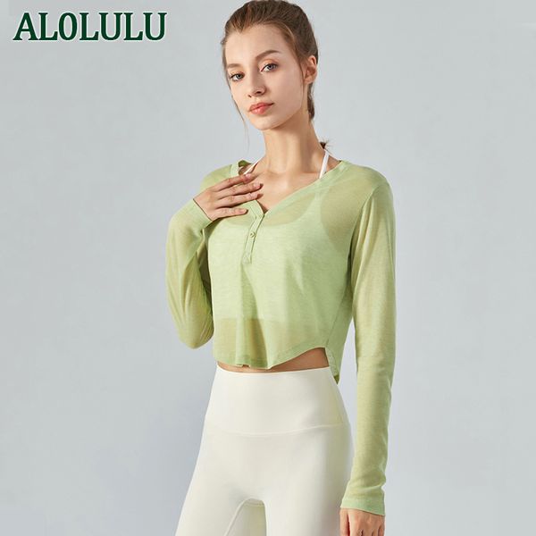 

al0lulu yoga smock t-shirt women's thin loose sports running fitness clothing
