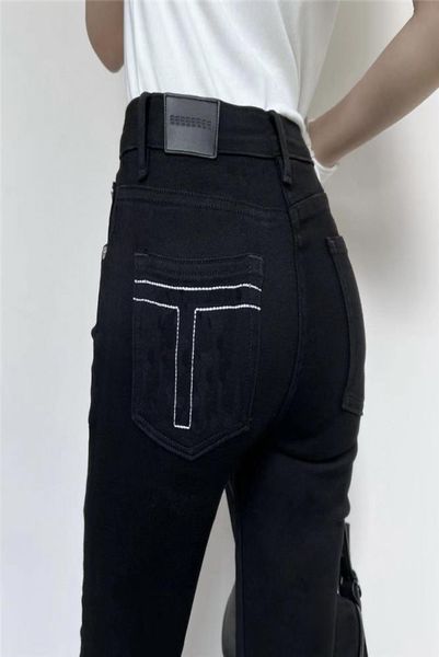 

fashion ripped jeans trousers for women designer letter print long pants autumn winter lady buckle jean6747245, Blue